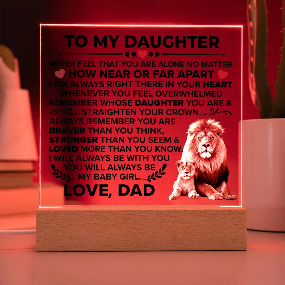 TO MY DAUGHTER BRAVER SQUARE ACRYLIC