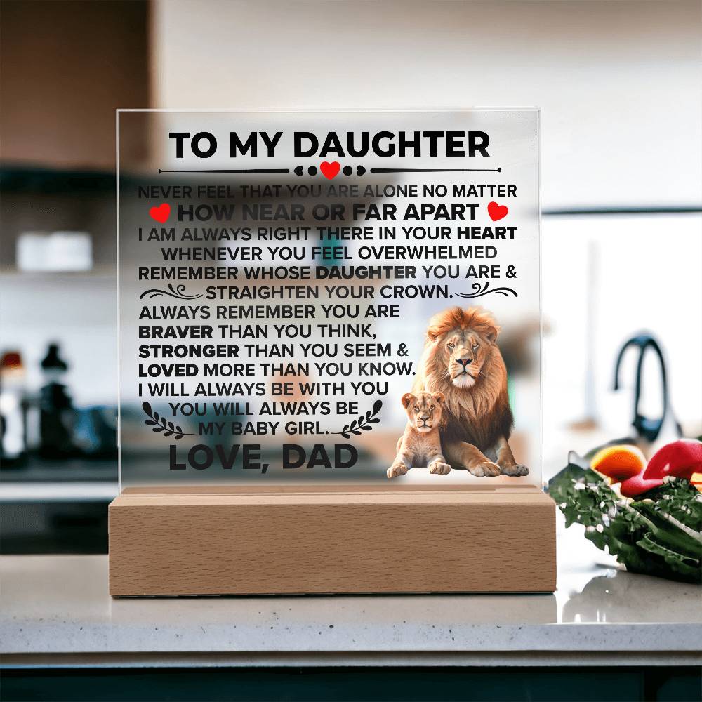 TO MY DAUGHTER BRAVER SQUARE ACRYLIC